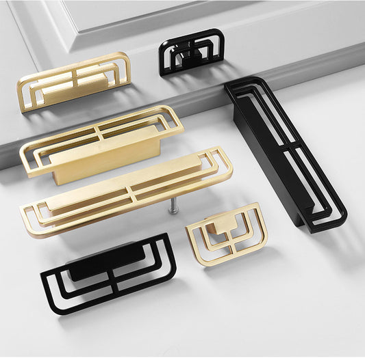 Gold geometric pull, decorative cabinet knobs